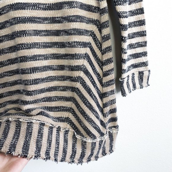 Soft Surroundings Marina Sweater Sz Large Navy Khaki Stripe Pullover Top Flowy - Picture 7 of 14